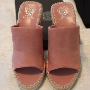 Vince Camuto Brissia Wedge Mule Pink Suede Espadrille Sole Size  11M
